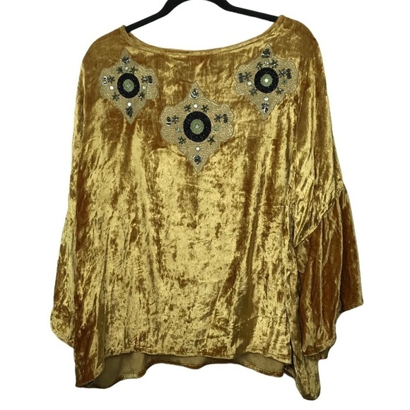 Seen Worn Kept Anthropologie Carina Velvet Embroidered Blouse NWT Size 1X - Picture 3 of 12